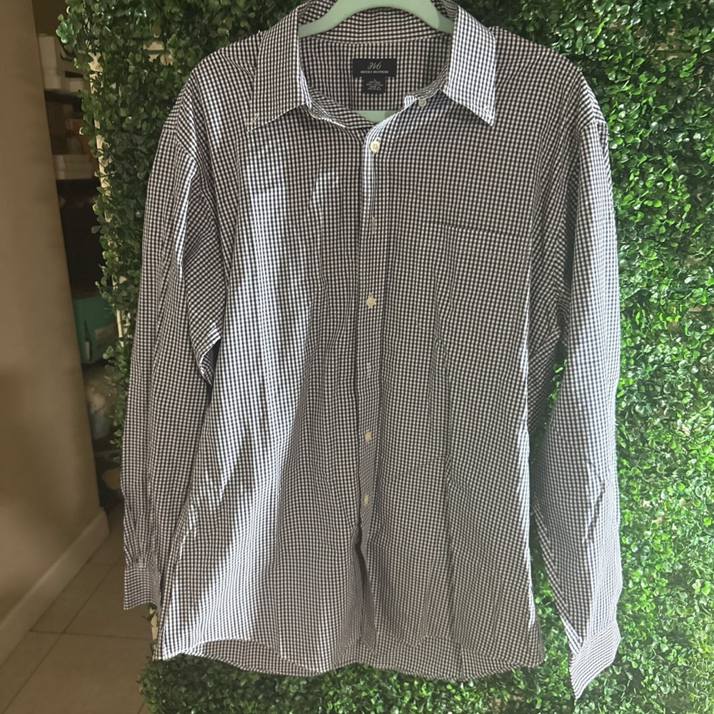 Brooks Brothers Shirt Mens Large Blue/white Check 346 Button Down Work Office - Picture 6 of 6